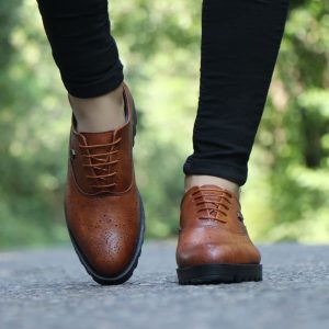 کفش مردانه “qp” طرح‌دار قهوه ای کد 3566